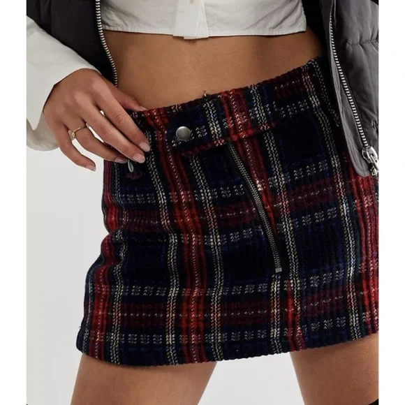 NWT Free People Plaid Skirt Skort - Picture 8 of 9